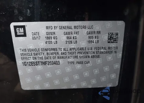 2017 Chevrolet Malibu 1Lt from USA, damaged, VIN 1G1ZE5ST7HF269403